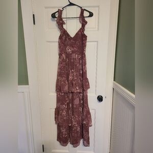 Francesca's Collections Mauve Floral Maxi Dress